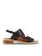 Leather Women's Flat Sandals Black