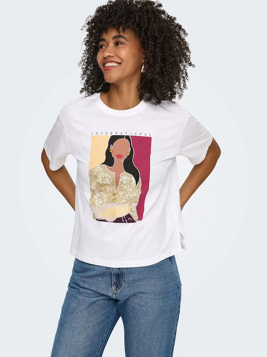 Only Damen T-Shirt Hellweiß