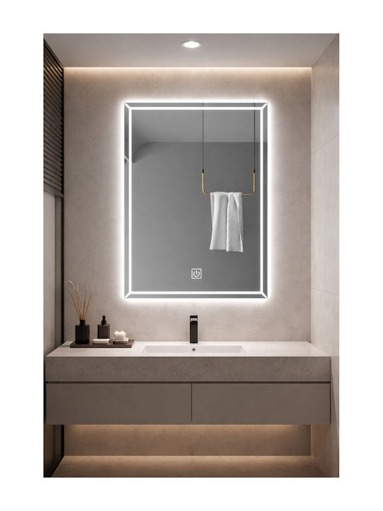 Smart Oglindă Rectangulară De Baie Lumini LED Atingere 60x40cm