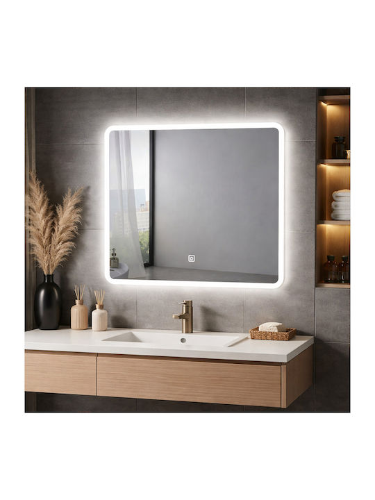 Smart Ορθογώνιος Καθρέπτης Μπάνιου Led Αφής 60x60cm