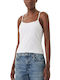 Women's Cotton Blouse with Spaghetti Straps White