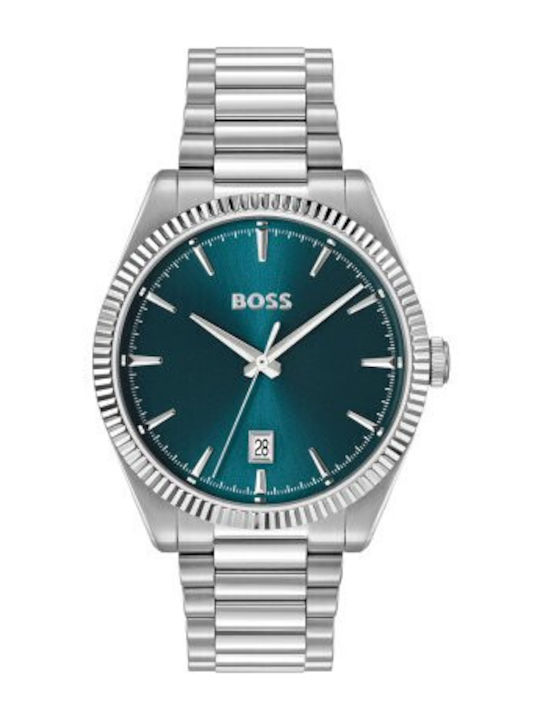 Boss Herrenuhr Batterie mit Silber Metall-Armband