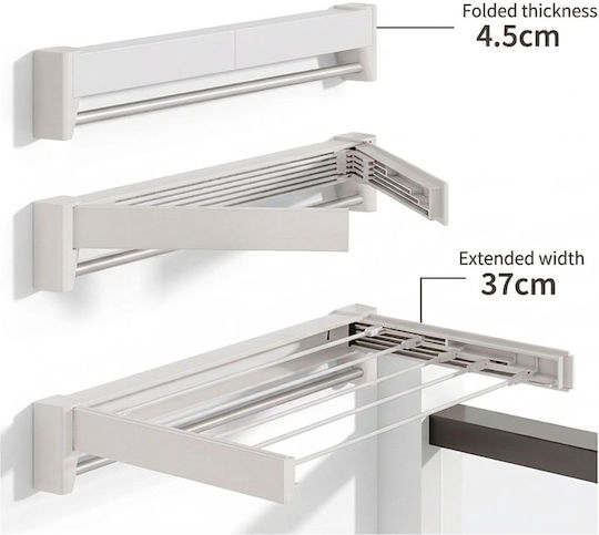 Folding Stainless Steel Wall Clothes Drying Rack Black 37cm