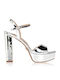 Damen Sandalen Aus Lackleder Silber