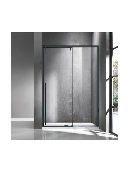 Karag Santorini Σταθερό Πλαϊνό Ντουζιέρας 140x200cm Clear Glass Nero