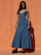 Summer Maxi Denim Dress Blue Denim