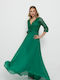 Maxi Dress for Wedding Christening with Green Lace