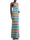 Summer Midi Knitted Dress Brown White Blue 31001105 Classic Blue