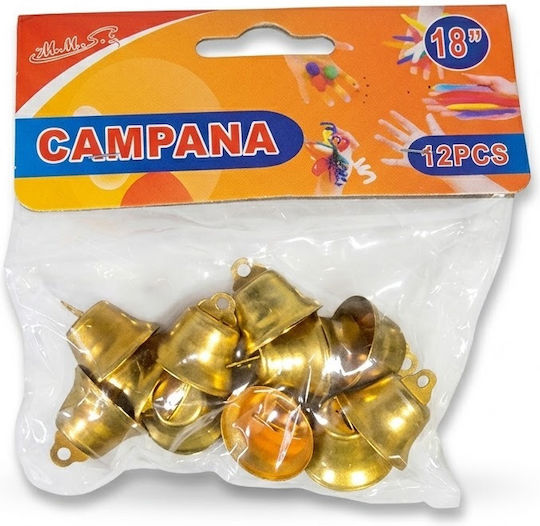 Metallic Gold Bells 18mm Set of 12 Pieces Crafts