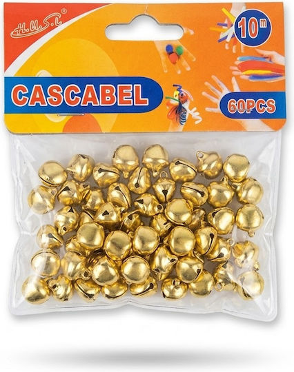 Metallic Gold Bells 10mm Set 60 Pieces Crafts