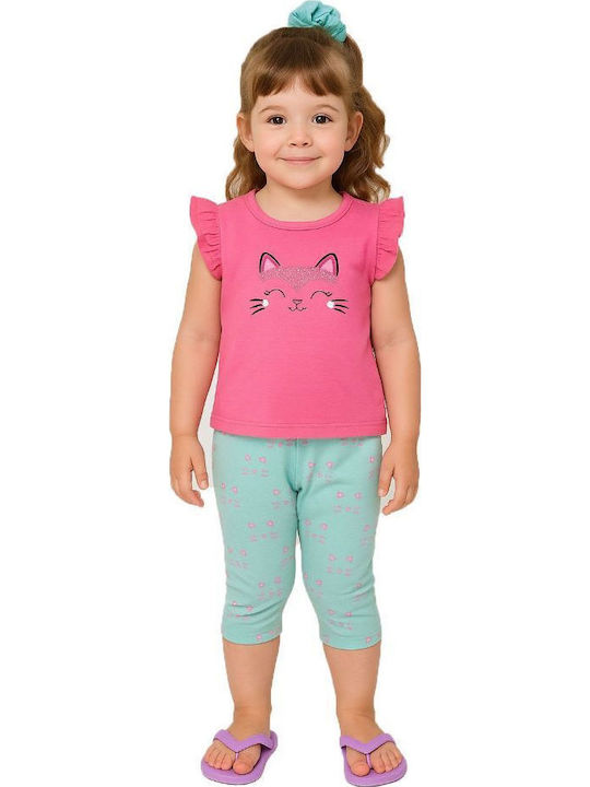 Sommer-Kinderbekleidungsset 2 Stück Fuchsie