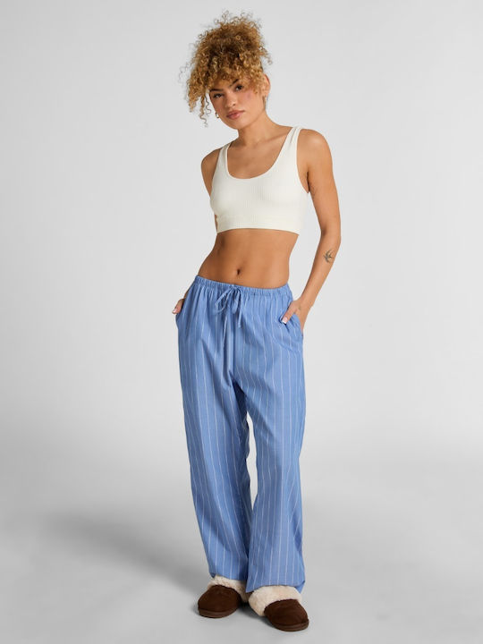 Hunkemöller Summer Cotton Women's Pajama Trousers Blue Stripe