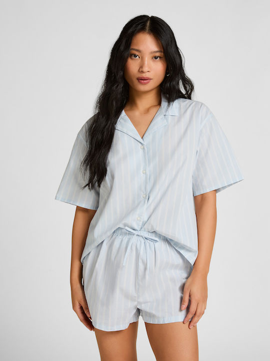 Hunkemöller Sommer Damen Schlafanzug Bluse Stripe