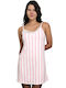 PijaMood Summer Women's Pink Striped Nightgown