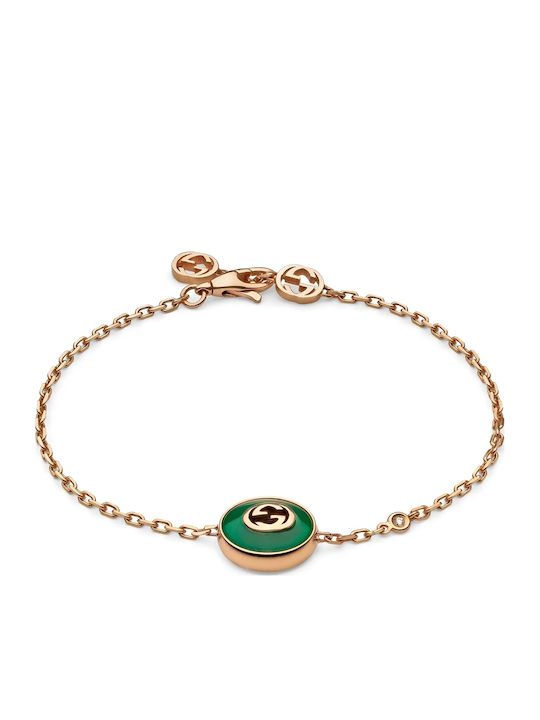 Gucci Дамска Гривна Id от Розово Злато 18К с Диамант 17cm