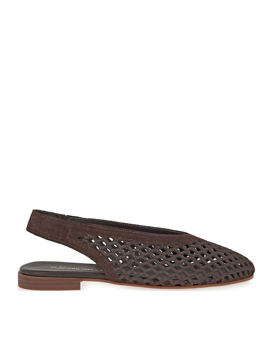 Suede Γόβες με Χαμηλό Τακούνι Καφέ