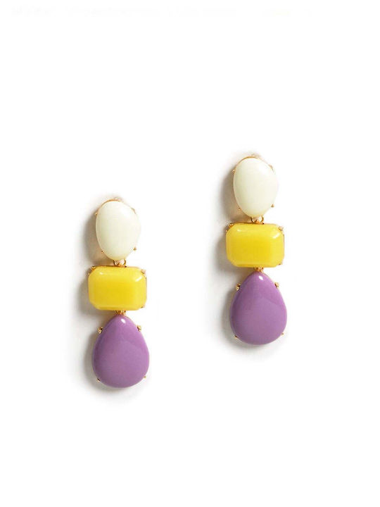 Mat Fashion Dangle Earrings with Stones 0043.8226.N-Multicolor