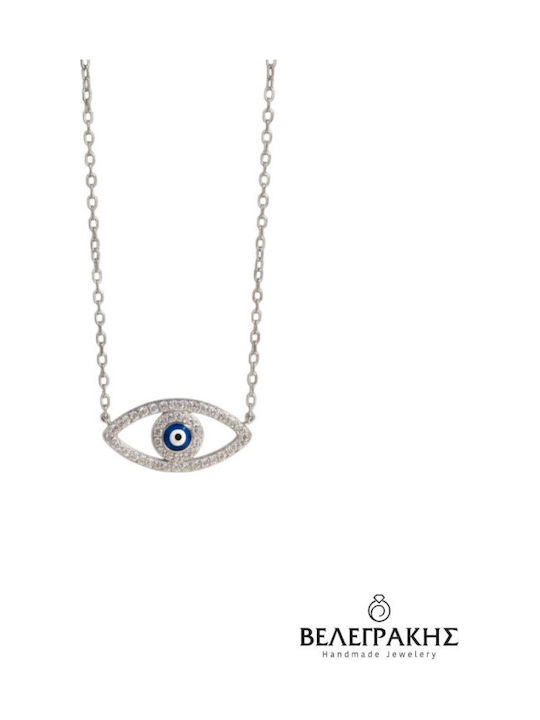 Velegrakis Halskette Auge aus Silber mit Zirkon