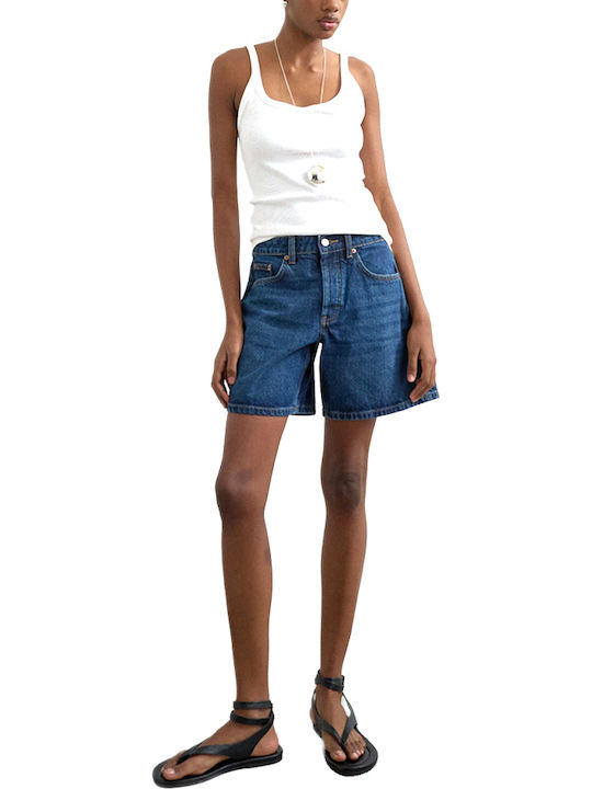 Topshop Women's High Waist Denim Shorts Blue