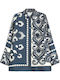 Long Sleeve Women's Silky Shirt Blue Floral