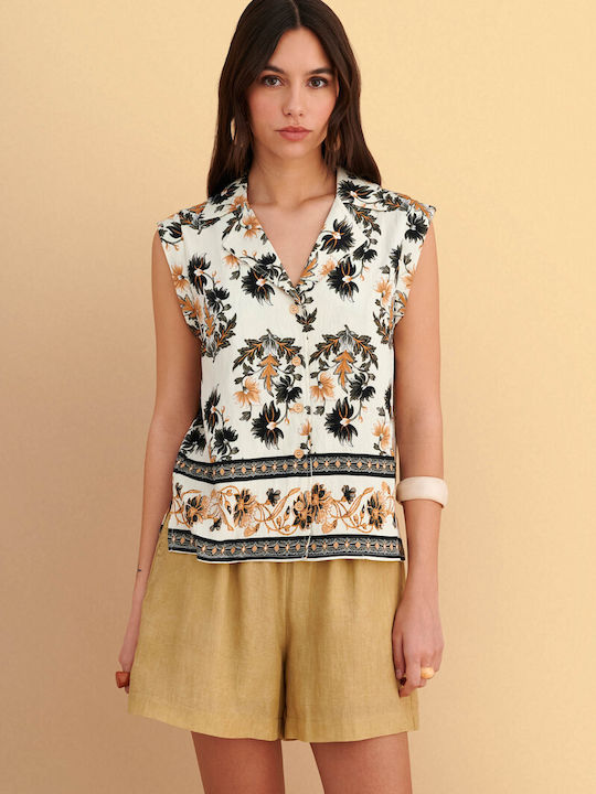 Sleeveless Women's Shirt Multicolour Floral