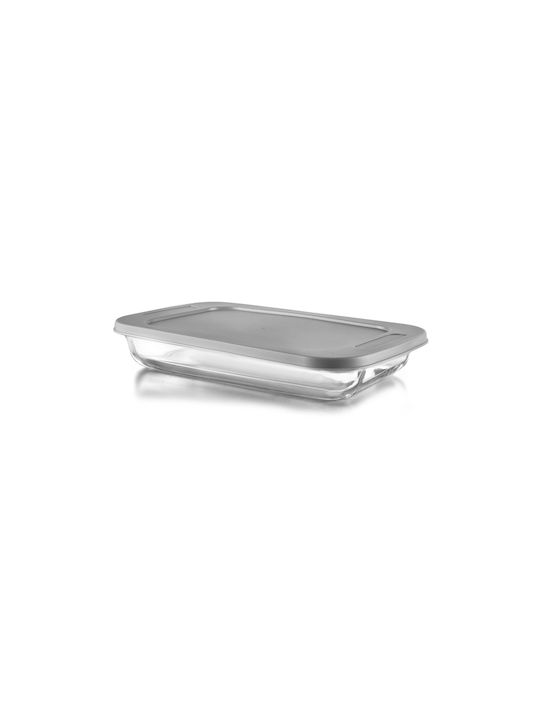Ibili Rectangular Heat-Resistant Glass Cookware with Lid 35.5x21.5cm