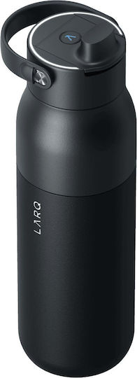 LARQ PureVis 2 Thermos Bottle Stainless Steel BPA Free 1lt Obsidian Black With Mouthpiece Loop Straw And Handle
