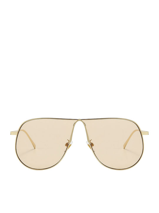 Unisex Sonnenbrillen mit Gold Metallisch Rahmen und Gold Farbe Gläsern