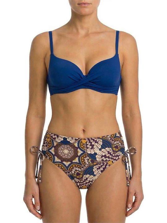 Γυναικείο Μαγιό Push-up Bikini Μπανέλα Ντραπέ Μπλε