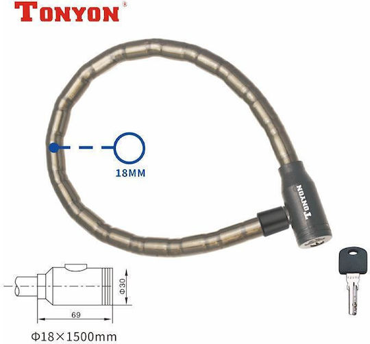Катинар Заключване На Веригата Tonyon 18мм*1500мм Два Ключа За Сигурност PVC Покритие 1807-p
