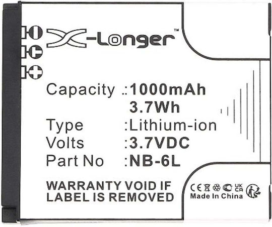 Camera Battery Ws Xtreme Power Canon Nb-6l Nb-6lh 8724b001 3.7v 1000mah