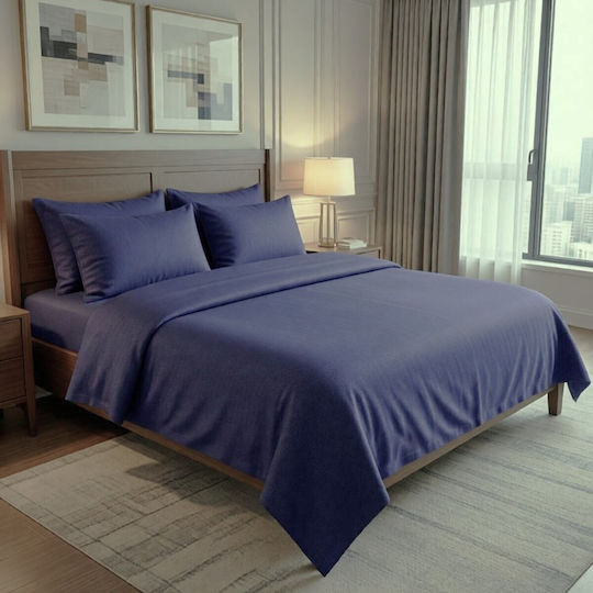 MayHome Set Huse Pentru Pilote 160x240cm Simplă Cu Față De Pernă Albăstre