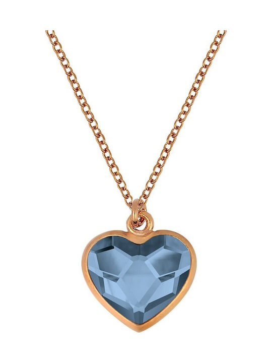 VTJ Halskette mit Herz-Design aus Rosa Vergoldetem Silber Marineblau
