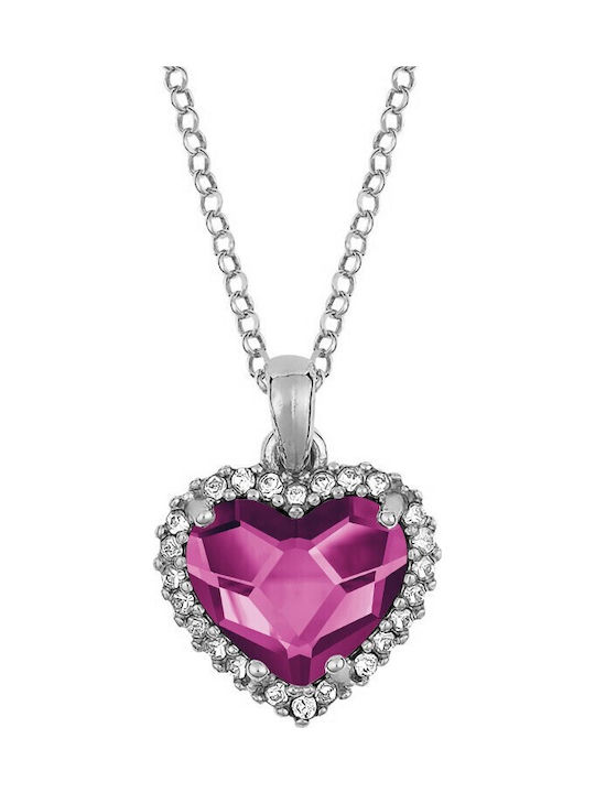 VTJ Herz Halskette aus Silber Fuchsia