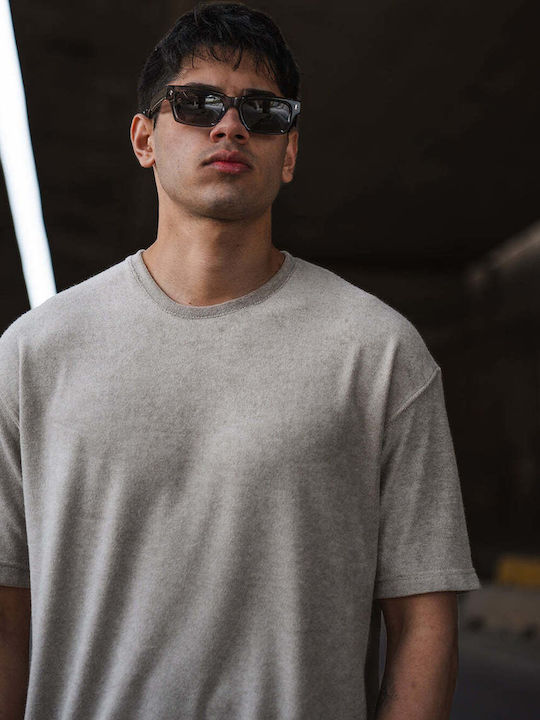 Kurzarm Herrenbluse Beige