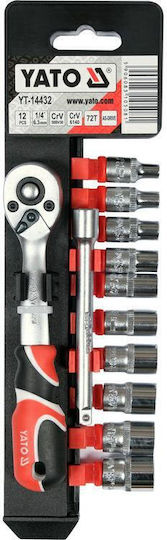 Yato Sockets with Frame Host 1/4 Inch Set 12 Pieces