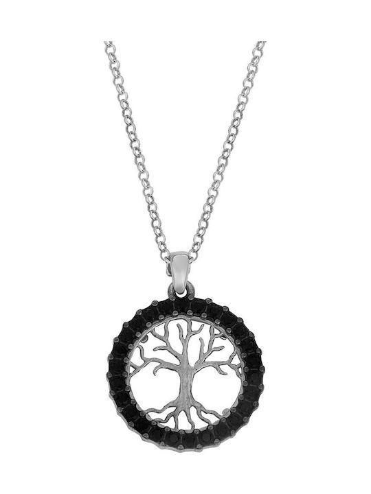 VTJ Halskette Baum aus Silber Schwarze
