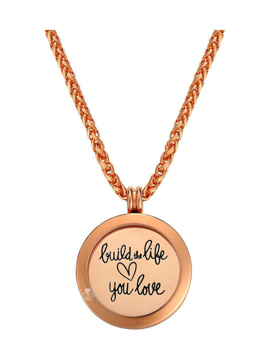 Necklace 'Build Life You Love' 25 Mm Insert Charm Steel 316l Company Lockits Ak25s-982500615r1