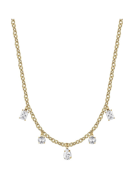 Luca Barra Necklace Made of Steel with Zircon