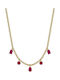 Luca Barra Necklace Gold Plated Steel with Red Zircon