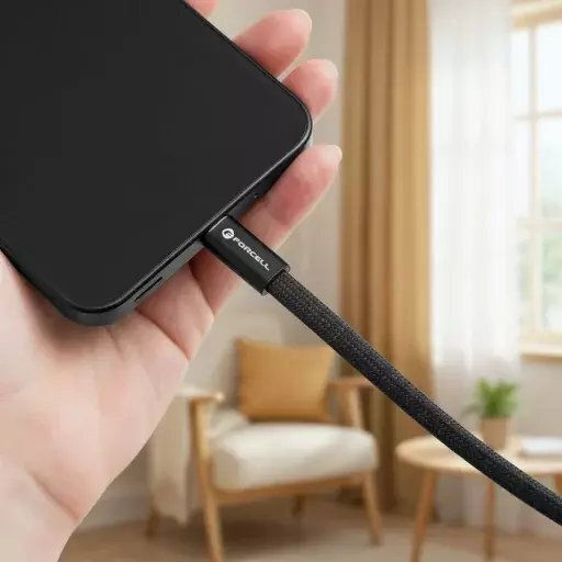Forcell Равен USB 2.0 Кабел USB-C Мъжки - USB-C 240W Черен 1.2m
