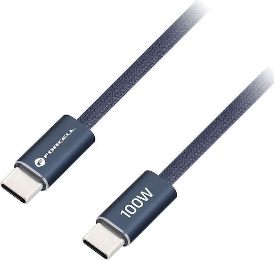Forcell USB 2.0 Cable USB-C male - USB-C 100W Μπλε 1.2m
