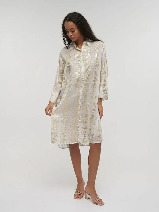 Ble Resort Collection One Size 100% Γυναικείο Καφτάνι Παραλίας Χρυσο/μπεζ