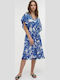 Ble Resort Collection One Size 100% Women's Mini Beach Caftan Blue White