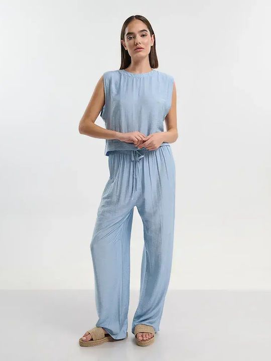 Women's Fabric Trousers Soft Blue