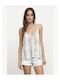 Damen Bluse Ärmellos Vintage Weiß