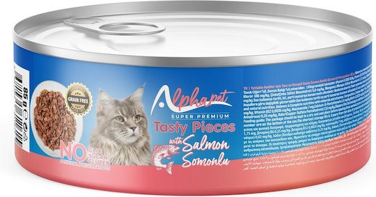 Alpha Pet Wet Food for Adult Cats in Can with Salmon 85gr