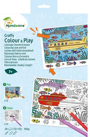 Mandarine Drawing Pad 20x30cm 24 Sheets Search&Find Sea