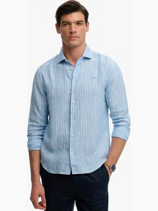 Superdry Classic Λινό Πουκάμισο Classic Blue Stripe