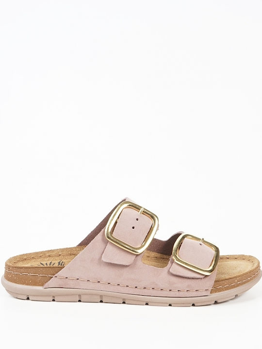 Sunny Sandals Δερμάτινα Γυναικεία Σανδάλια Ροζ